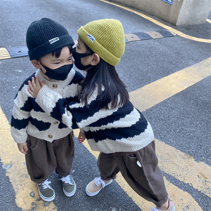 【GIRL・BOY】ボールドボーダーカーディガン CawaKomostore