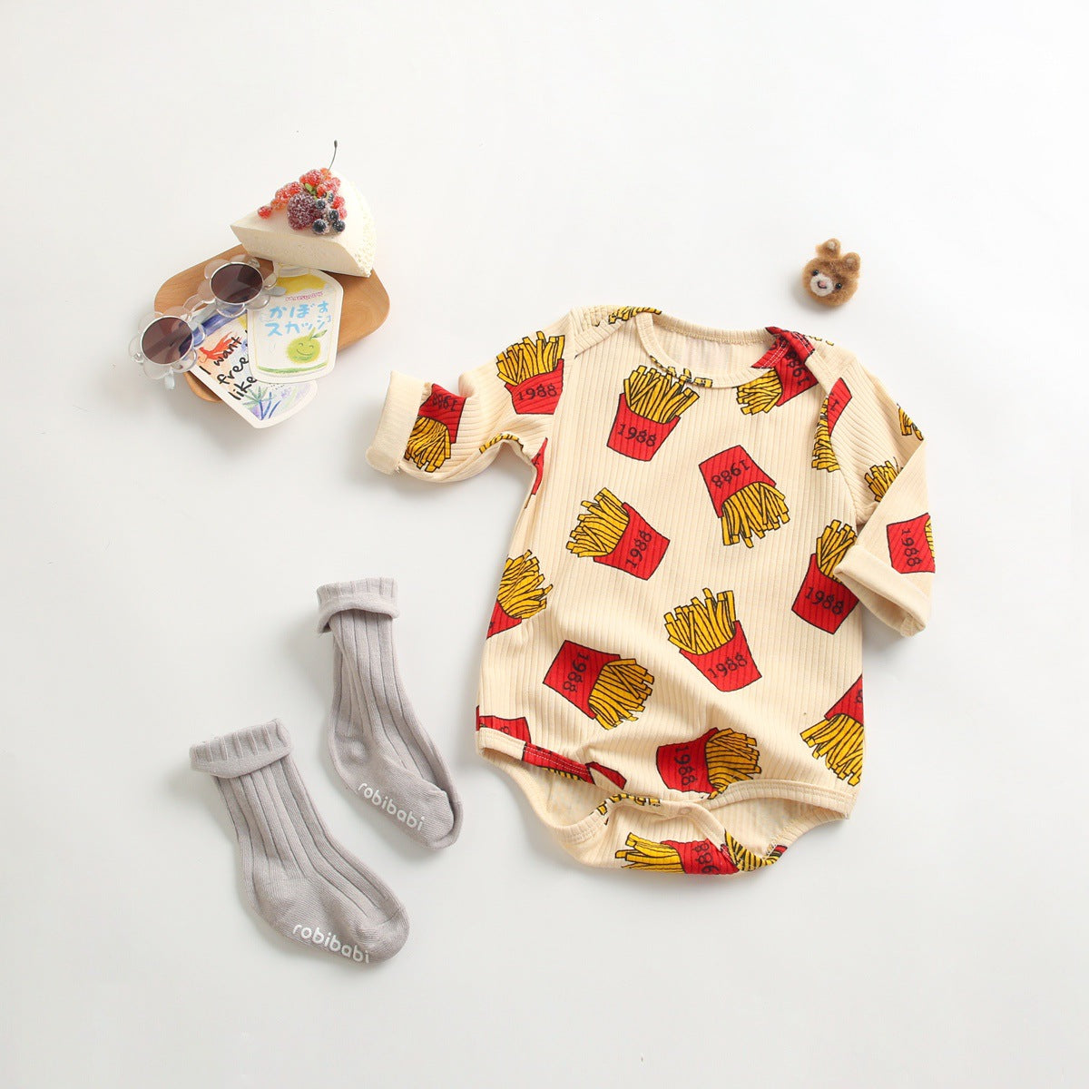 【BABY】総柄長袖ロンパース CawaKomostore