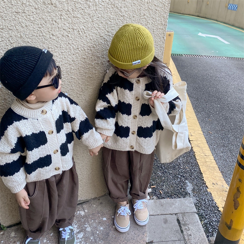 【GIRL・BOY】ボールドボーダーカーディガン CawaKomostore
