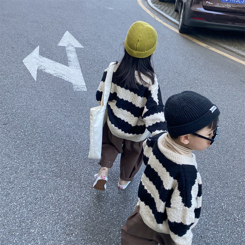 【GIRL・BOY】ボールドボーダーカーディガン CawaKomostore