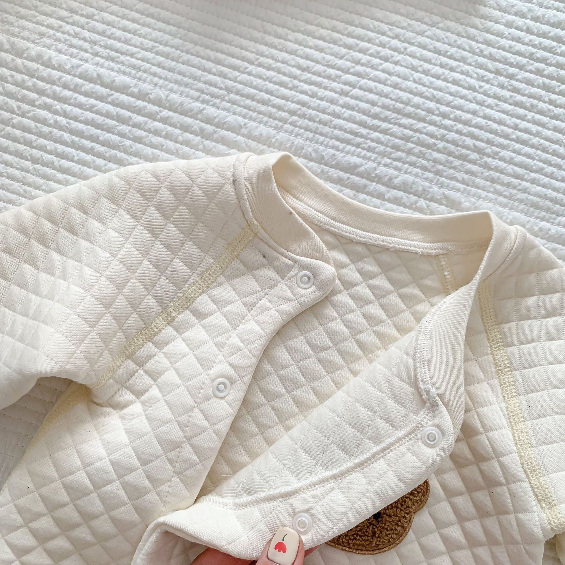 【BABY】くまさんワッペンパイピングカバーオール CawaKomostore