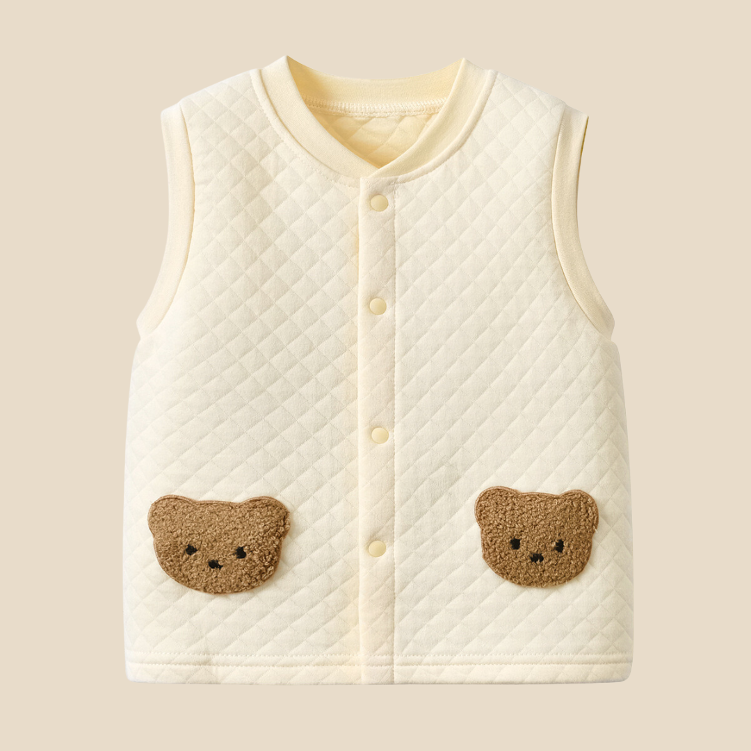 【BABY】くまさんワッペンパイピングベスト CawaKomostore