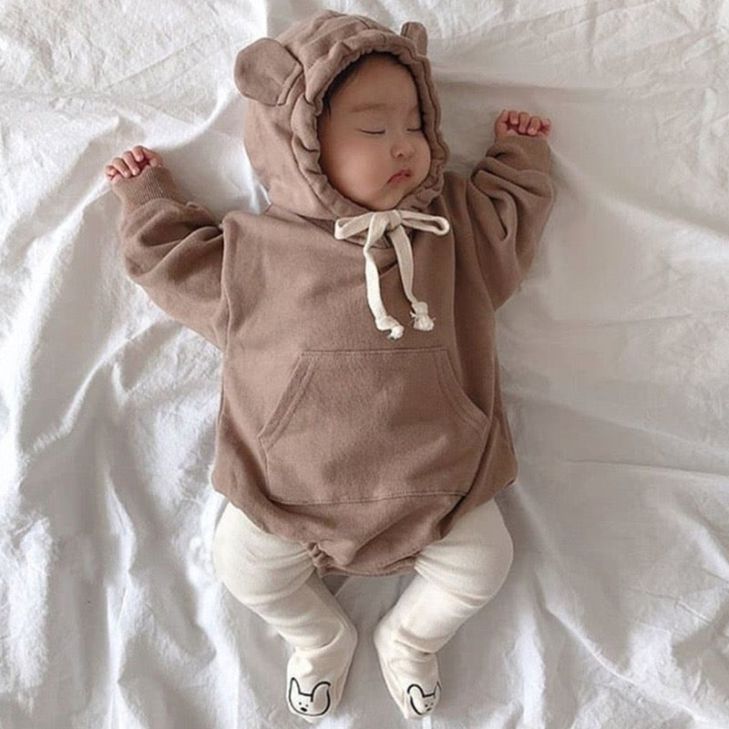 【BABY】くま耳フーディーロンパース CawaKomostore