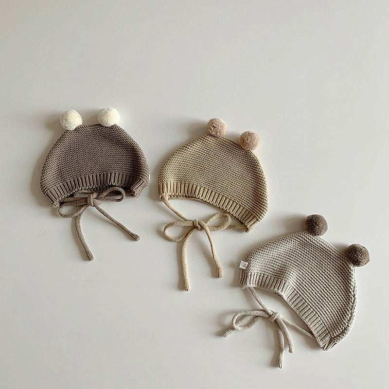 【BABY】帽子付き熊ちゃんニットロンパース CawaKomostore