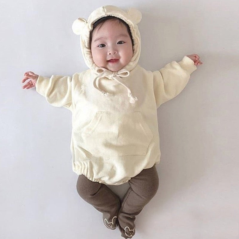 【BABY】くま耳フーディーロンパース CawaKomostore