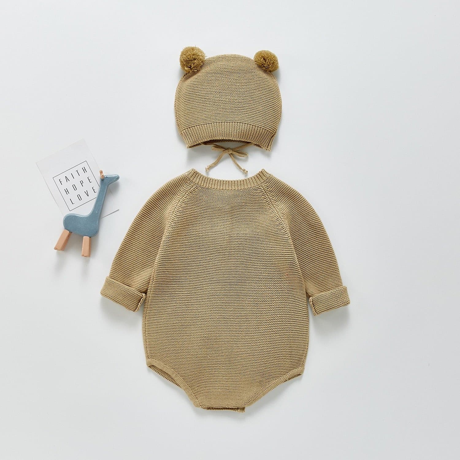 【BABY】ボンネット付きニットロンパース CawaKomostore