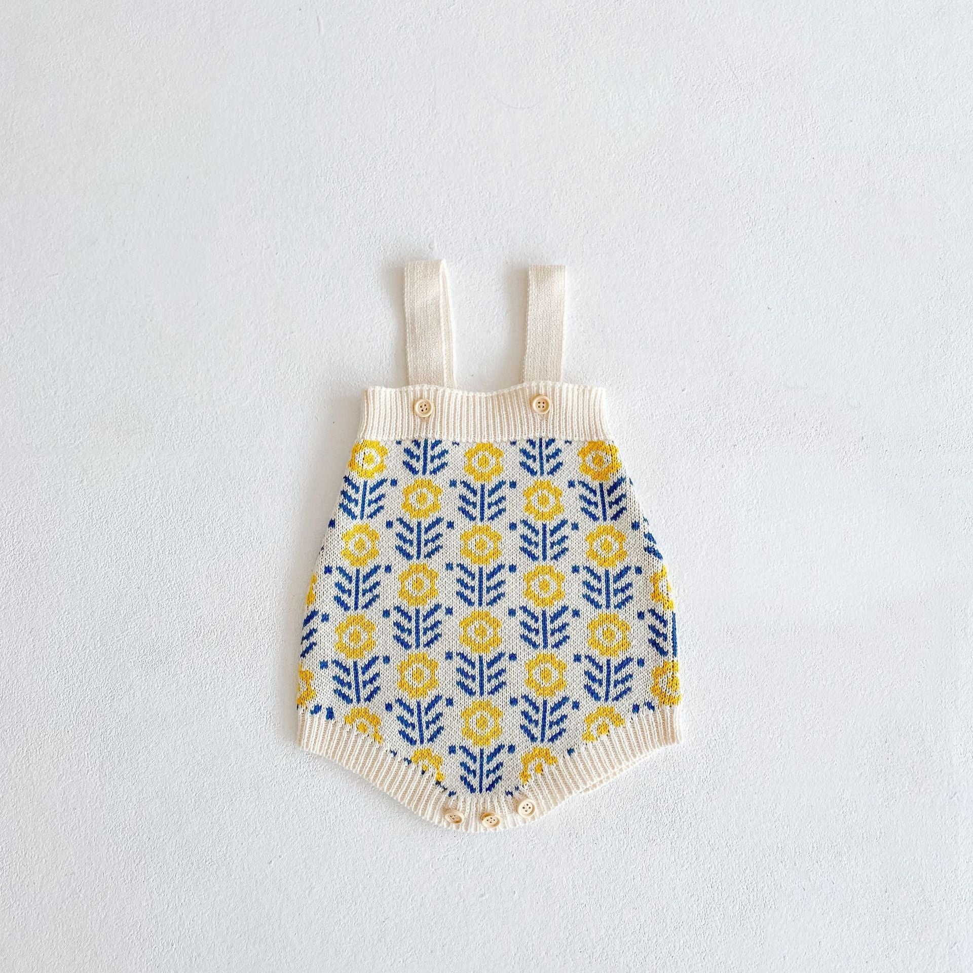 【BABY】たんぽぽ柄ニットサロペット＆カーディガンセットアップ CawaKomostore
