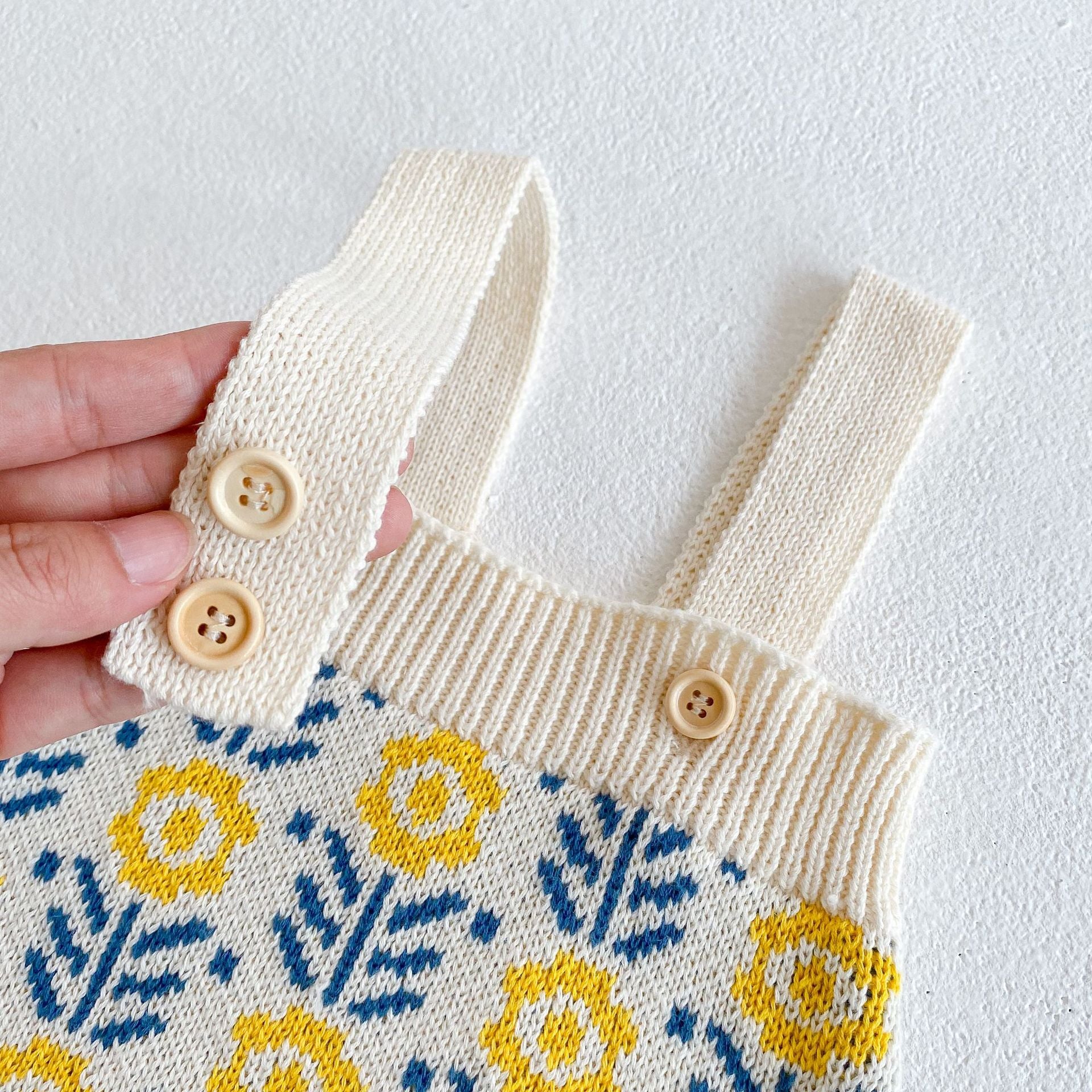 【BABY】たんぽぽ柄ニットサロペット＆カーディガンセットアップ CawaKomostore