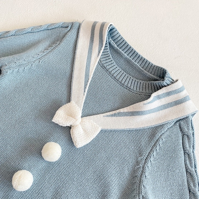 【BABY】ケーブル編みニットセーラーロンパース CawaKomostore