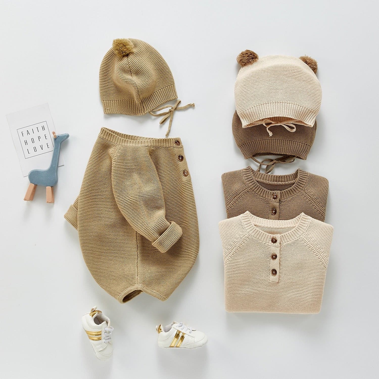 【BABY】ボンネット付きニットロンパース CawaKomostore