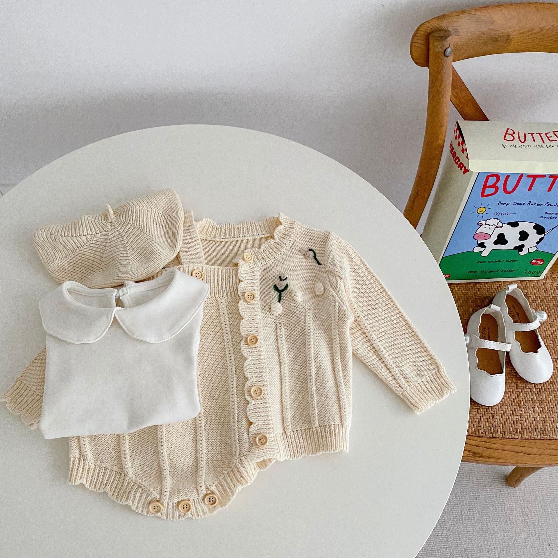 【BABY】ポッピンニットロンパース/カーディガンセットアップ CawaKomostore