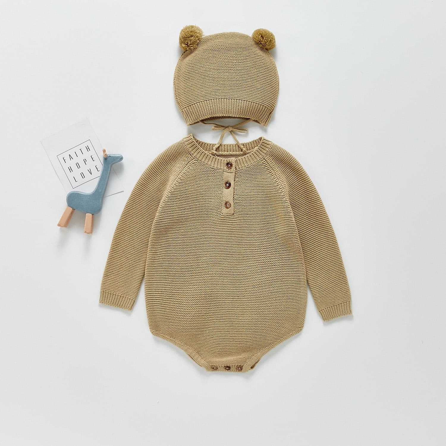 【BABY】ボンネット付きニットロンパース CawaKomostore
