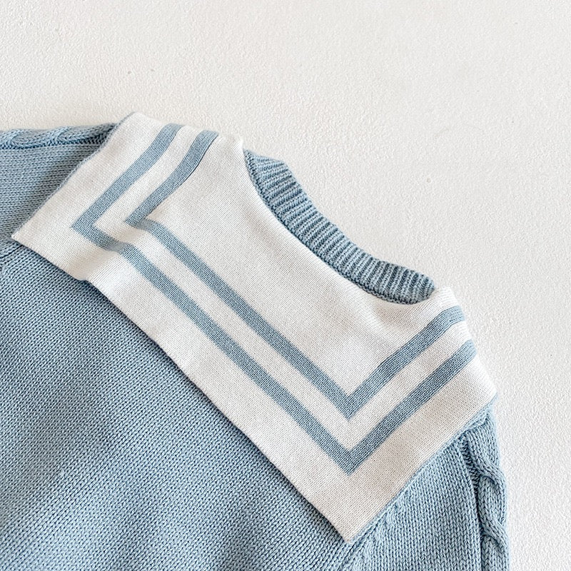【BABY】ケーブル編みニットセーラーロンパース CawaKomostore